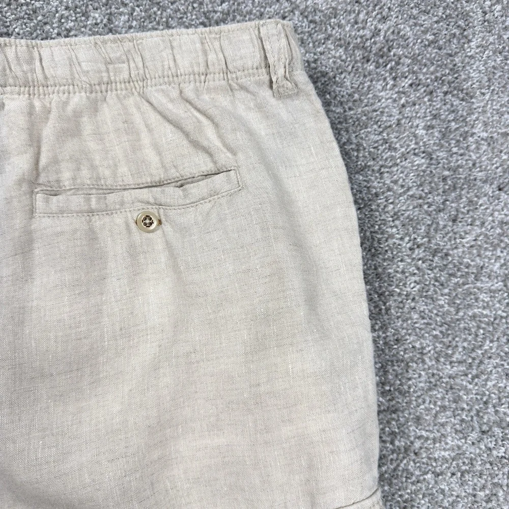 Tommy Bahama Relax Linen Cargo Pants Men XL Beige Drawstring Beach Casual